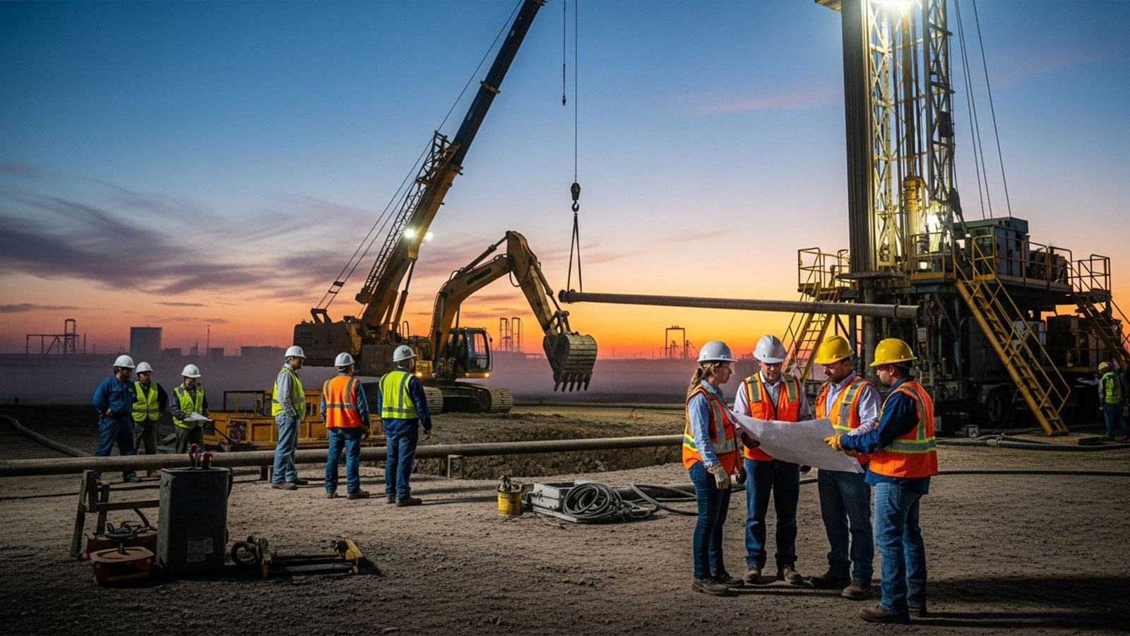 Skilled manpower working at a KSA oilfield and industrial construction site