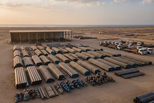 Supply of carbon steel pipe, valves and plates to an industrial construction project in Jubail, Saudi Arabia